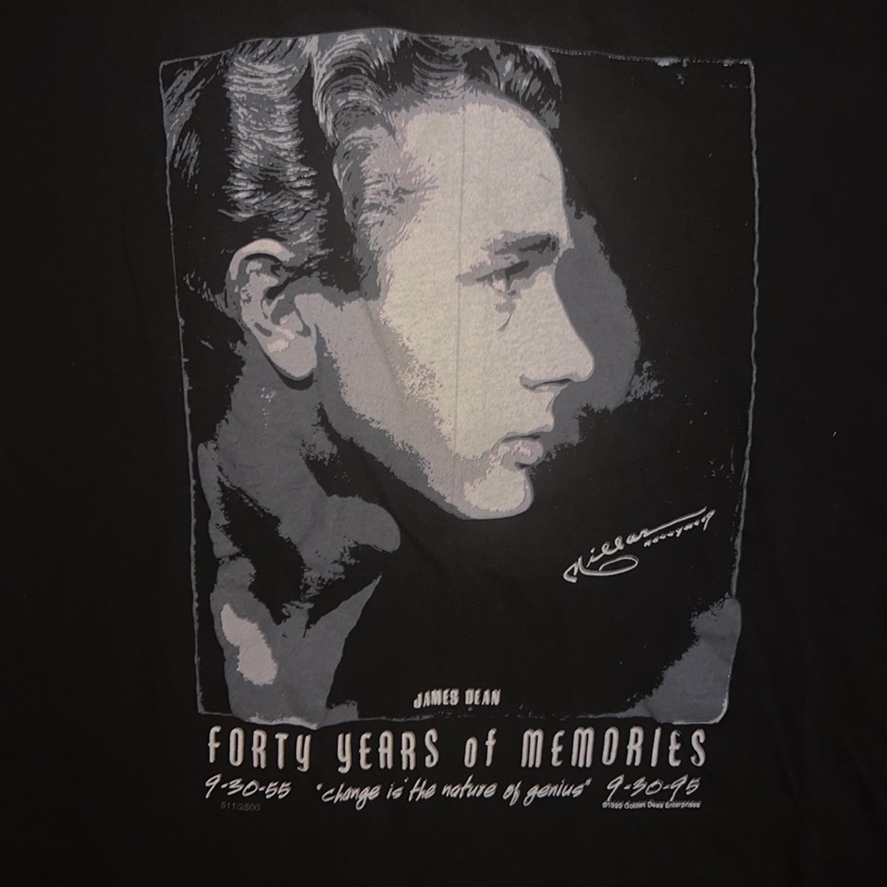 Vintage 90s James Dean Forty Years Of Memories Graphic T-Shirt - Picture 2 of 10